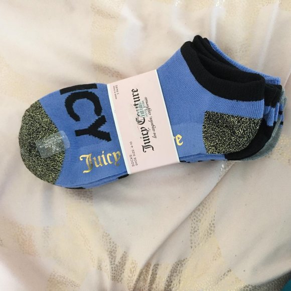 juicy couture pack of 5 socks blue black gold nwt - Picture 1 of 5